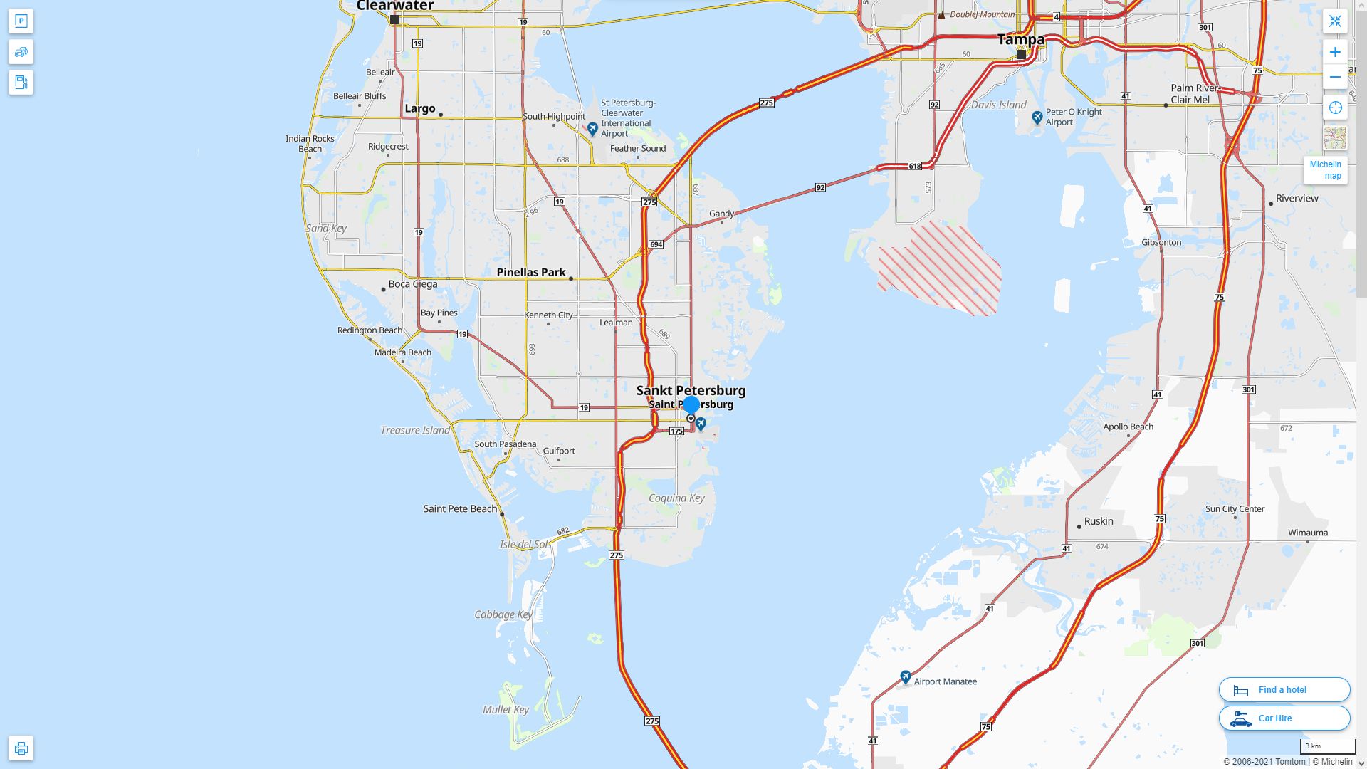 St. Petersburg Florida Highway and Road Map